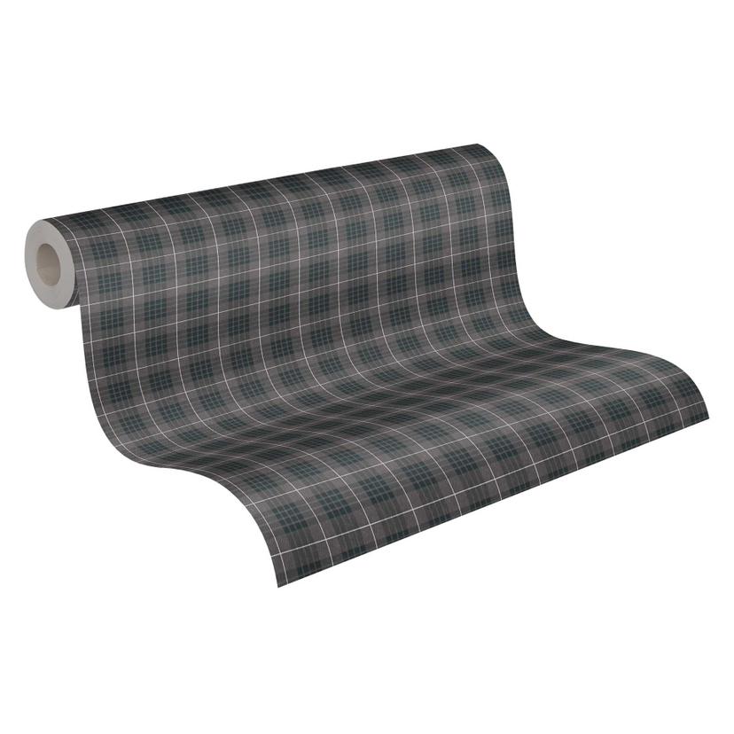 Papel pintado no tejido a cuadros retro marrón gris - papel pintado moderno a cuadros - papel pintad