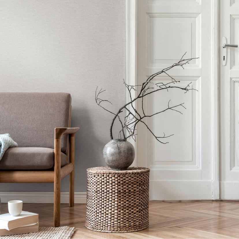 Struktureret tapet i gipslook lys beige - Ikke-vævet tapet ensfarvet natur