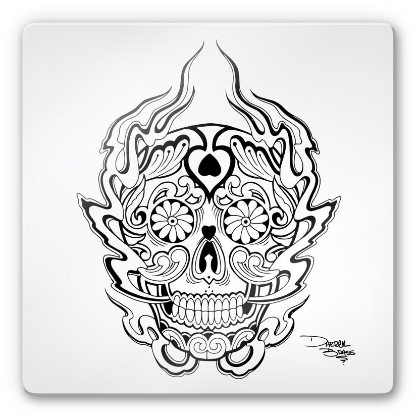 Tableau en verre - Miami Ink - Masque des morts mexicain 1