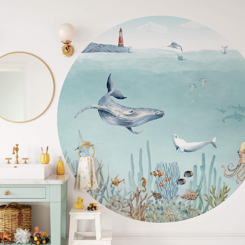 Fototapet - Rundt Kikki Belle - Sea Life - vliesetapet/selvklæbende non-woven tapet