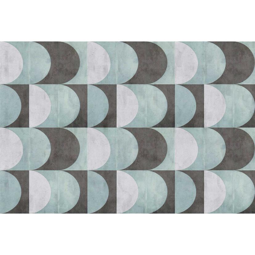Papel pintado geométrico círculos en azul pastel gris - papel pintado no tejido moderno