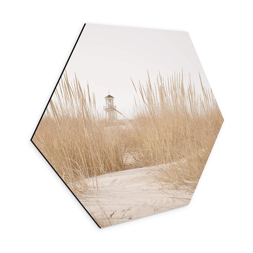 Hexagone - alu-Dibond Phare dans l'herbe des dunes