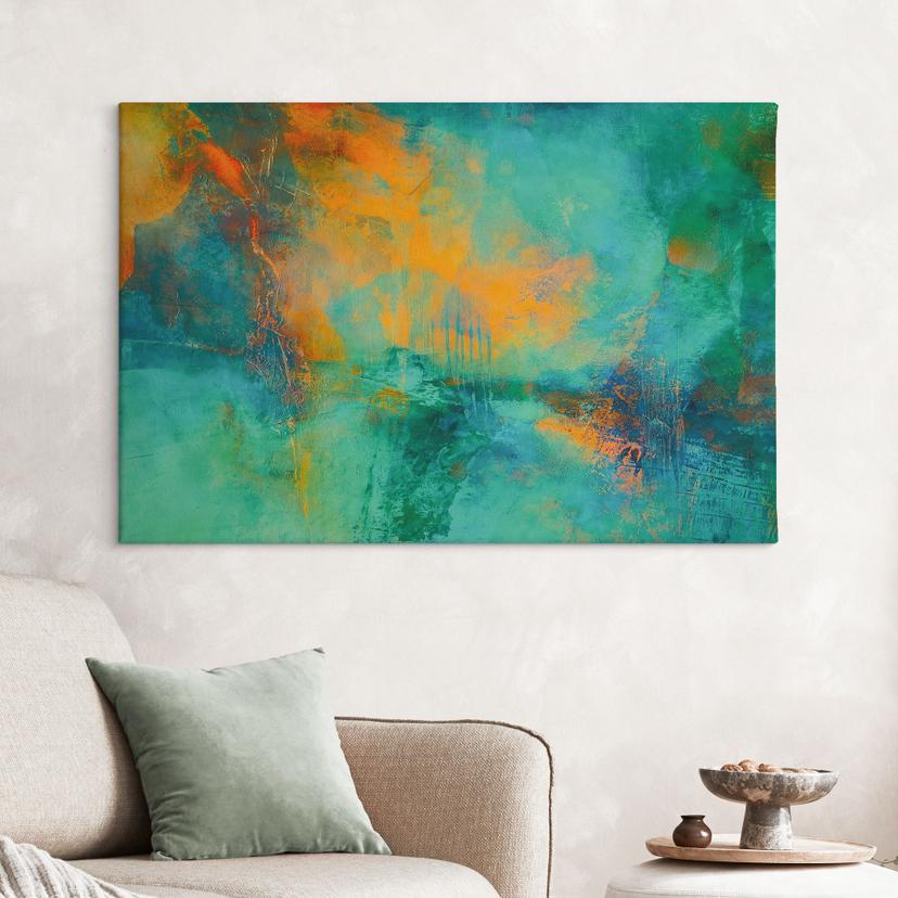 Cuadro Lienzo Abstracto - Aurora boreal turquesa - Schmucker