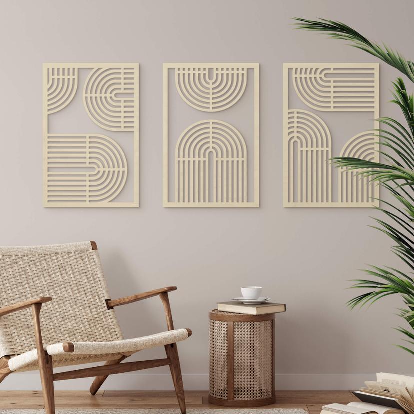 3D paneles de pared de madera arco iris - geométrica (3 piezas) - álamo