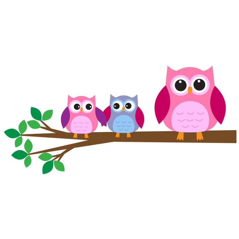 Sticker mural - Hiboux sur une branche 1