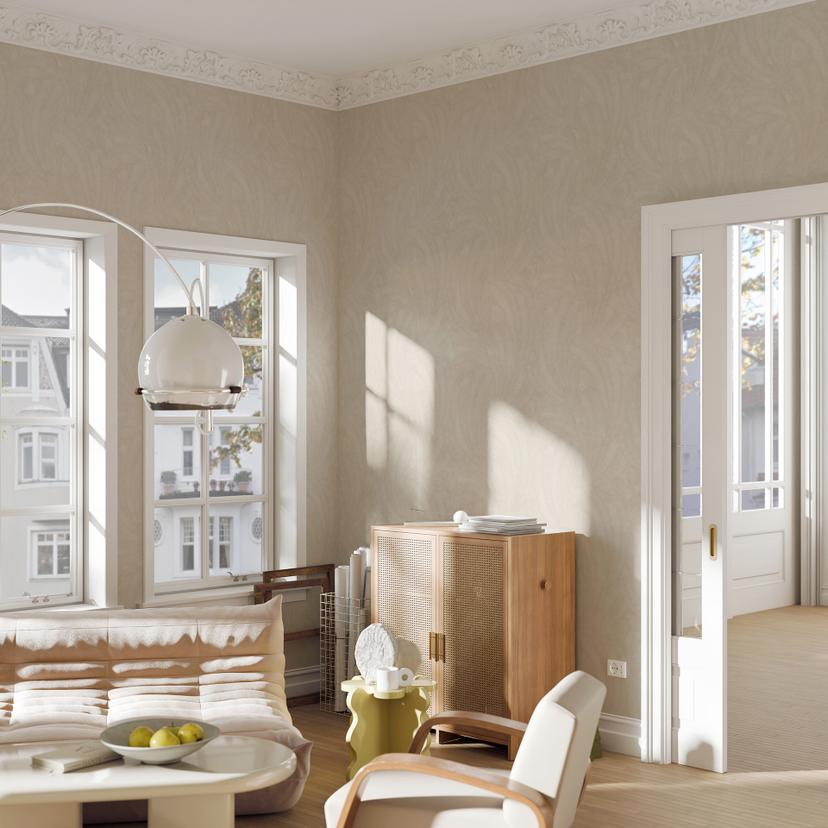 Tapet med bladmotiv Elysium beige