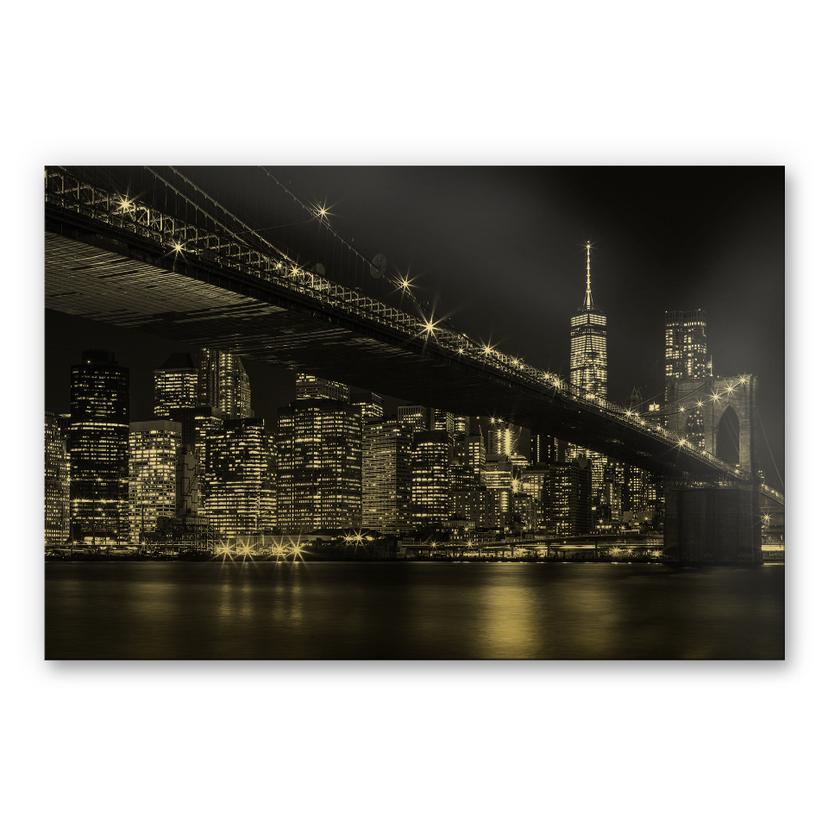 Alu-Dibond Goudeffect - New York at night