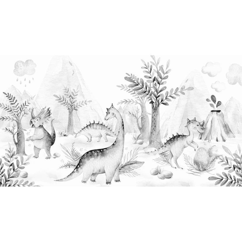 Fototapet Kvilis - Dinos värld - svartvitt
