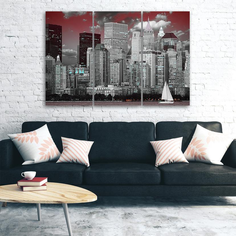 Stampa su tela 3 pezzi, grattacieli dello skyline di New York