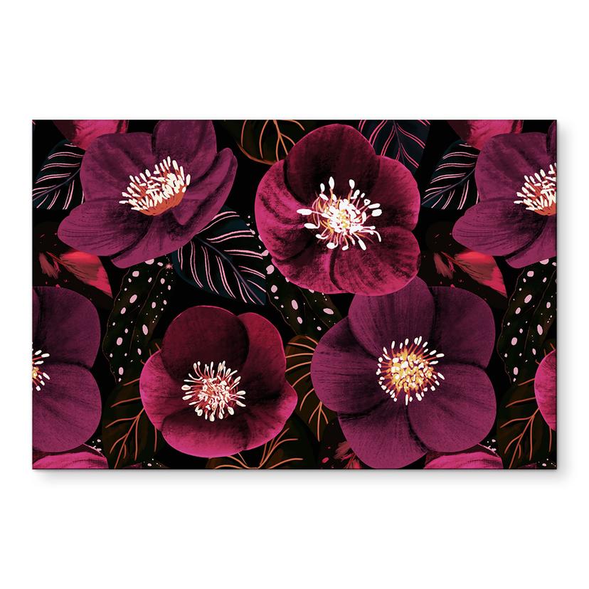 Tableaux Floraux dans les tons pourpres - Illustration d'anis - Alu-Dibond