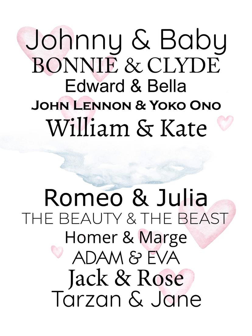 Poster coppie famose + Testo personalizzato