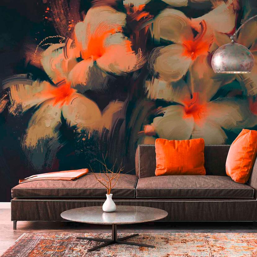 Floral PaintedBouquet tapet i blå gul - non-woven tapet Designwalls 2 - 2,55 x 3,5 m