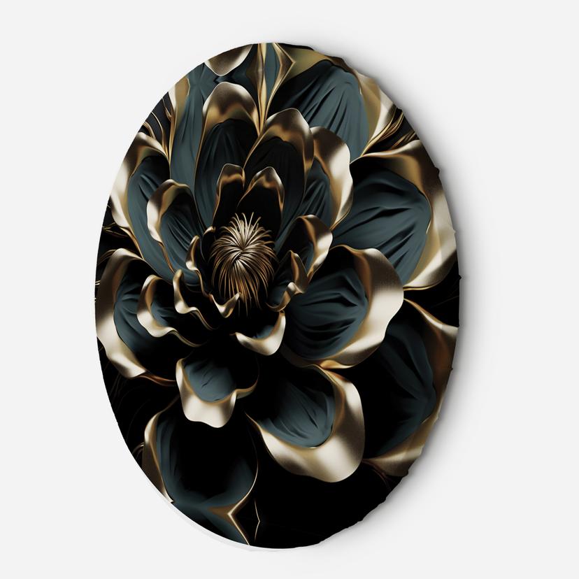 Rundt lærredsbillede 3D Lotusblomst Abstraktion AI