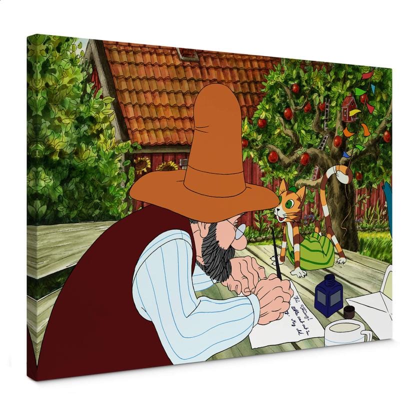 Lienzo Pettersson y Findus - Escribiendo cartas con Pettersson