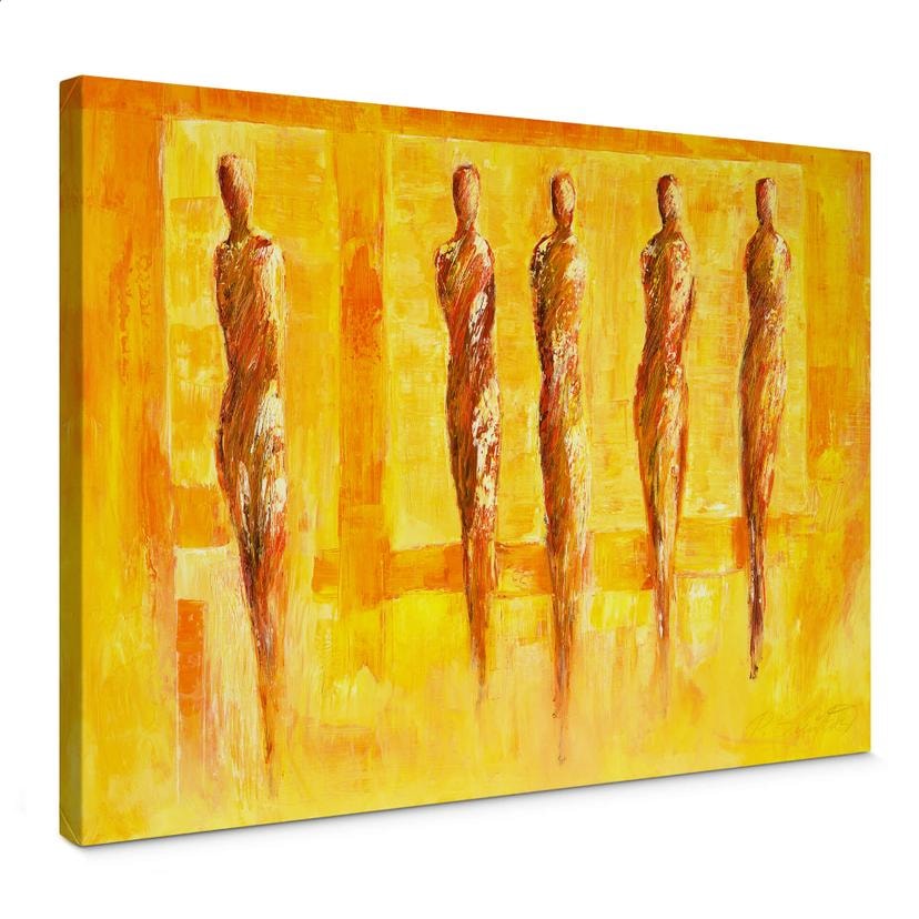 Lienzo Schüßler - Cinco figuras en amarillo