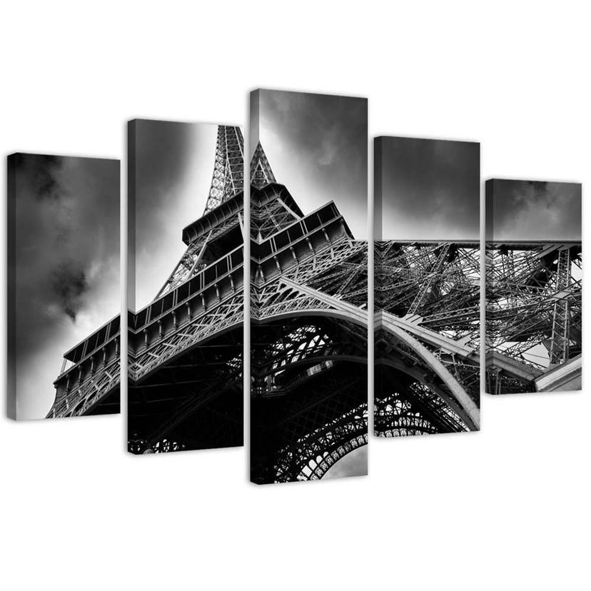 Lærred print 5 dele, Paris Eiffeltårnet