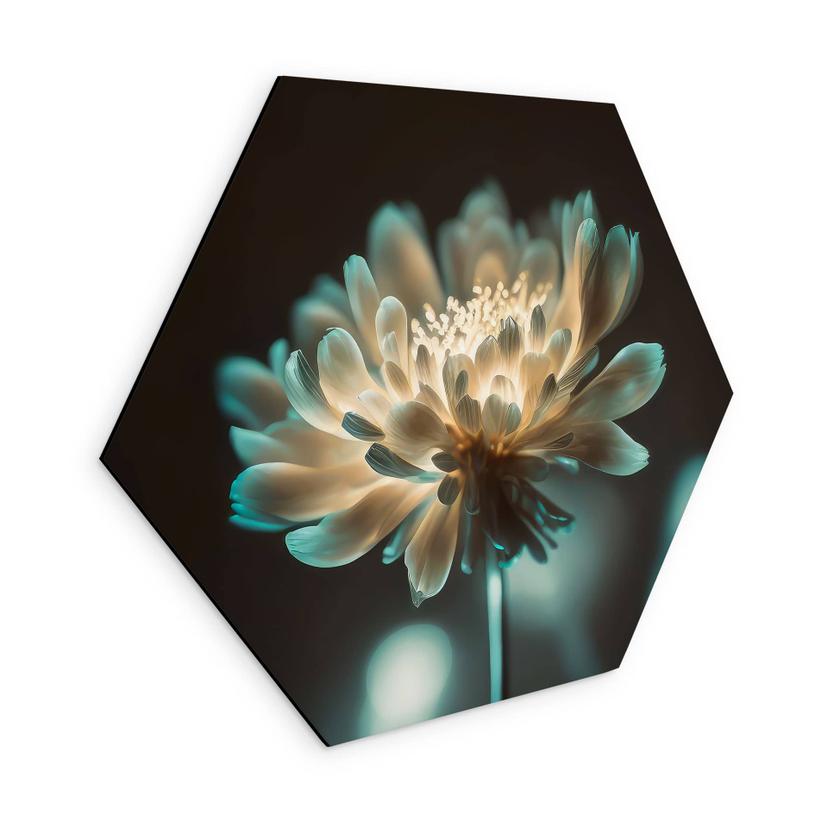 Sekskantet Billede Lysende blomsterhjerte - Treechild - Alu-Dibond