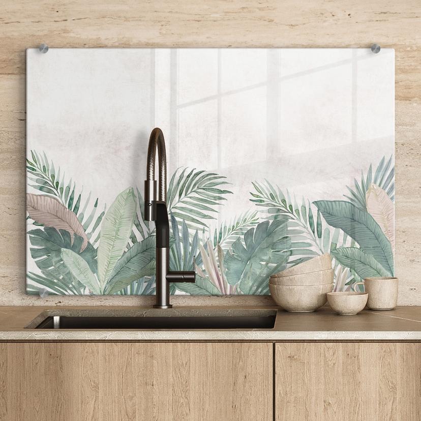 Stænkplade jungleblade grøn akvarel - Bloomery Decor