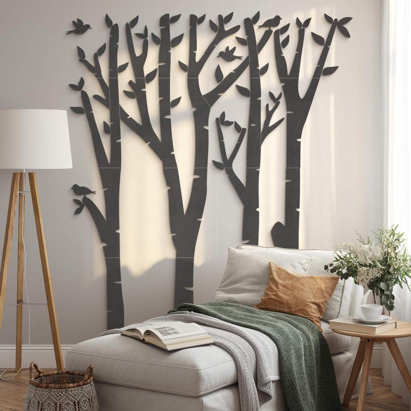 MDF-dekoration Birch Trees and Birds