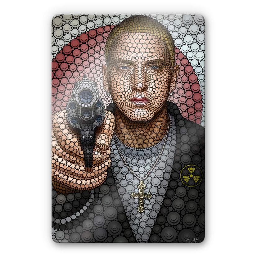 Glasschilderij Ben Heine - Circlism: Eminem