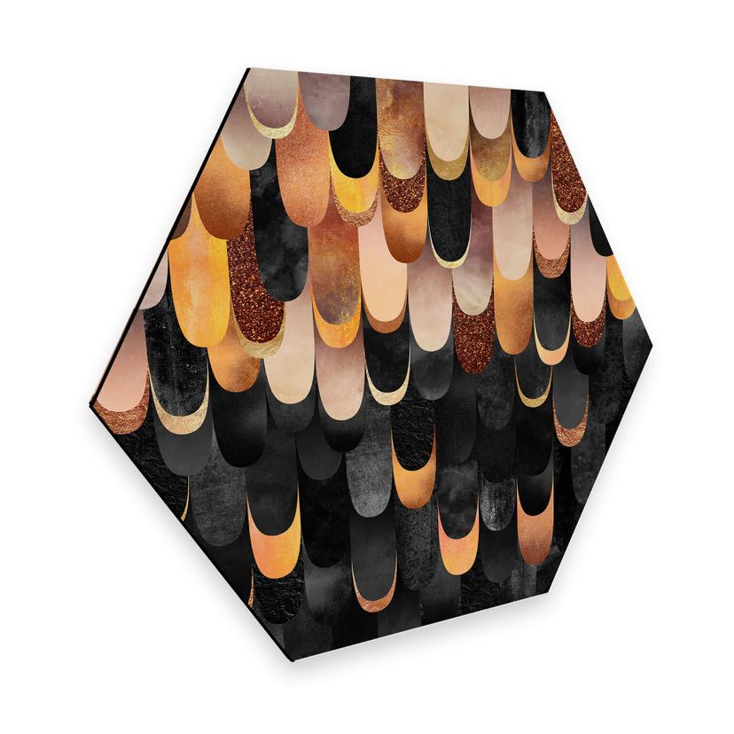 Hexagon Dibond Fredriksson - Copper Feathers