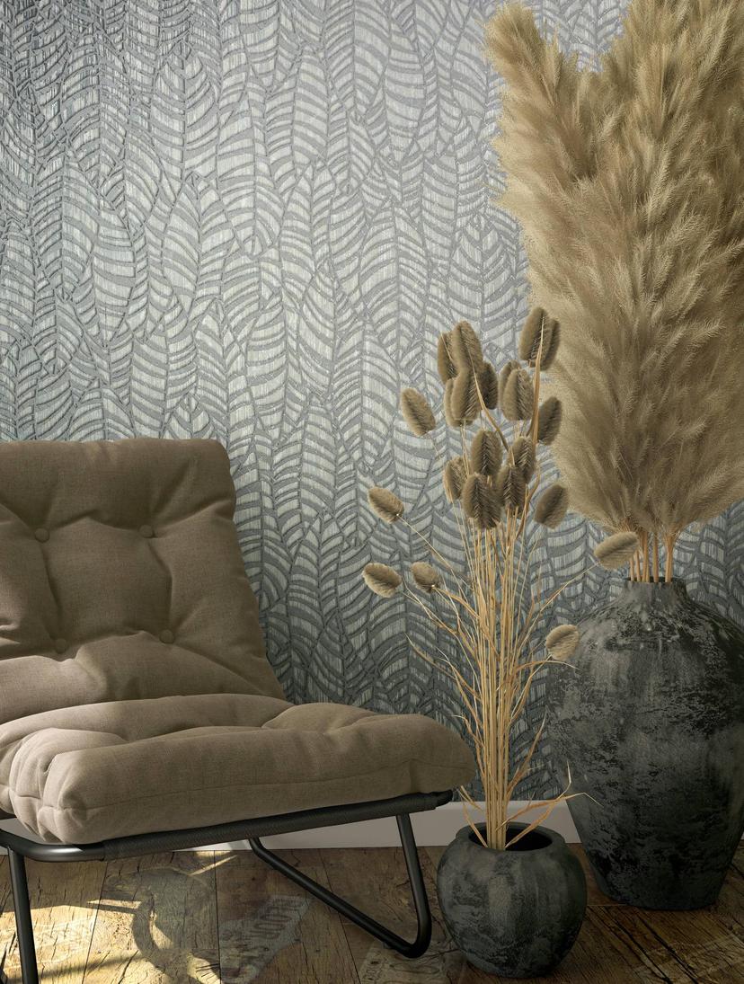 Papel pintado no tejido gráfico moderno en gris