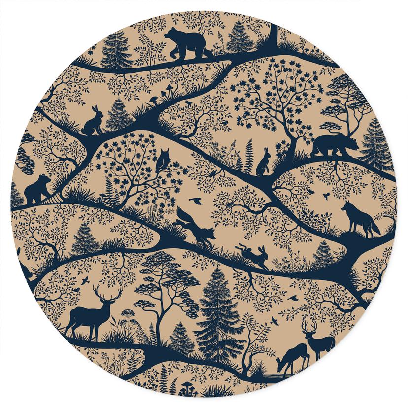 Wandtattoo Tier Silhouetten im nordischen Wald - Oliver Robins - Rund