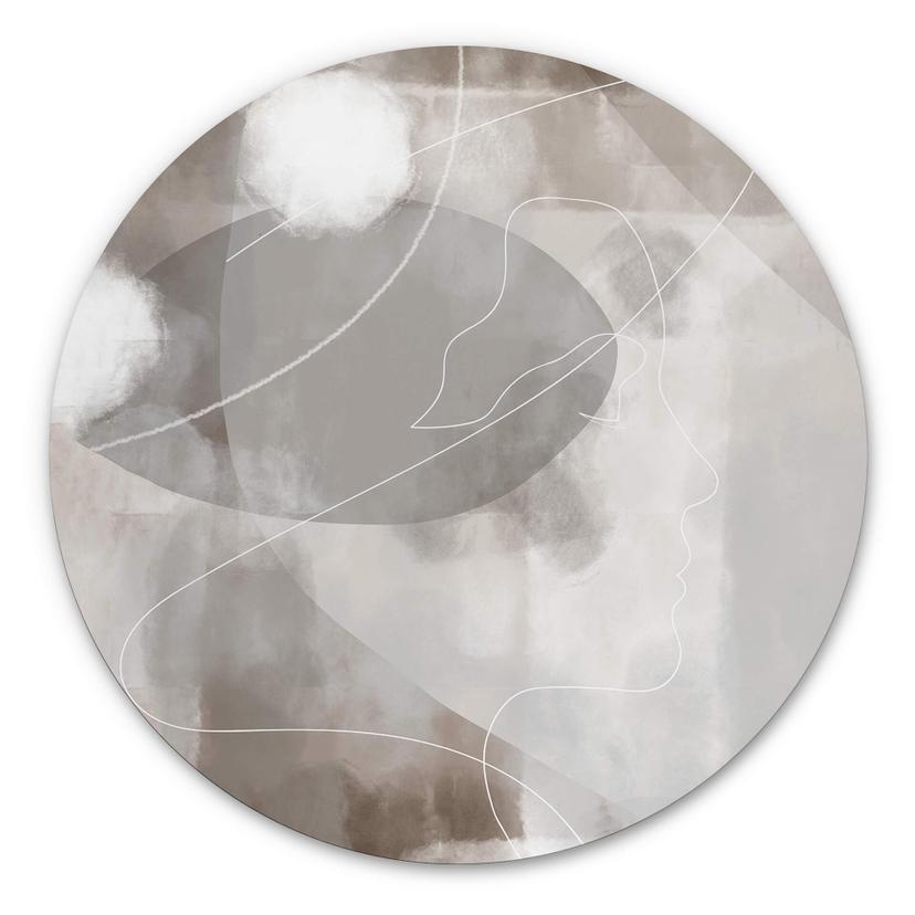 Wandbild 1X Studio - Line Art Frauen Portrait - Alu-Dibond Rund