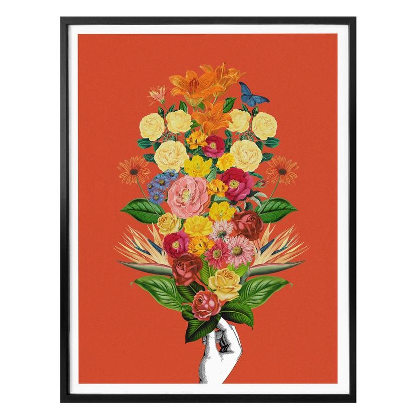 Poster Frida Floral Studio - Rouge botanique