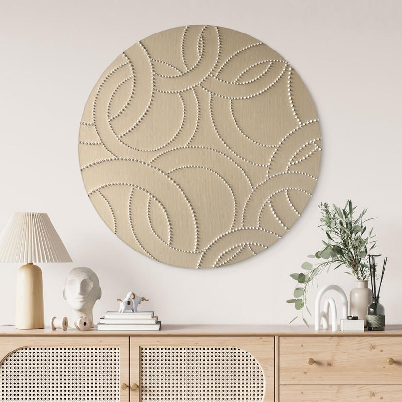 Stampe per pareti Anelli astratti beige - Grande - Alu-Dibond Rotondo