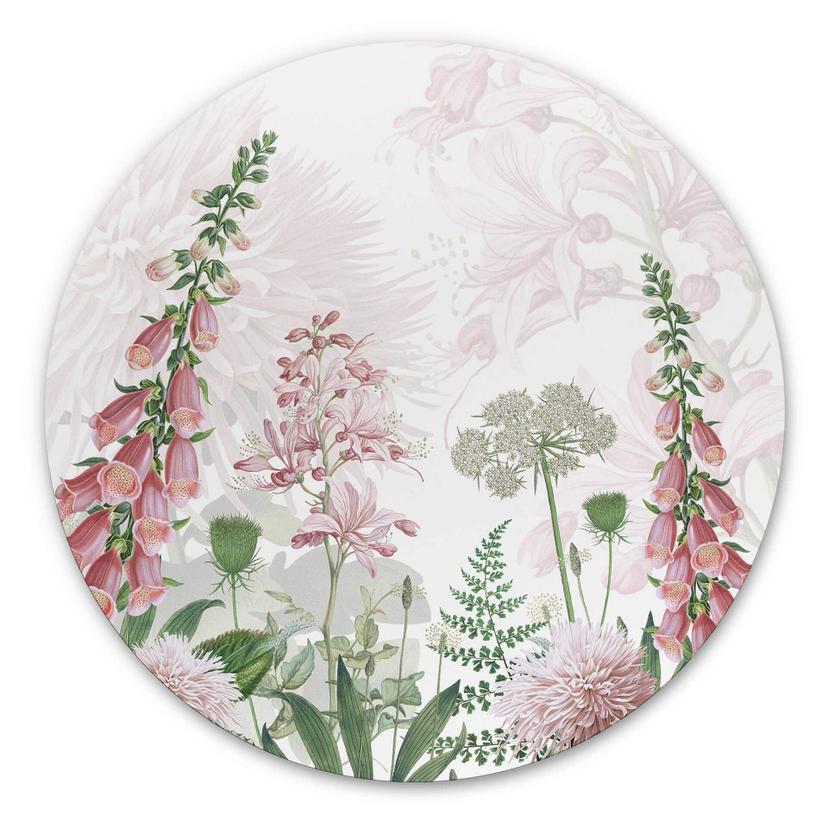 Tableau sur alu-Dibond rond Sir Edward - Digitale rose