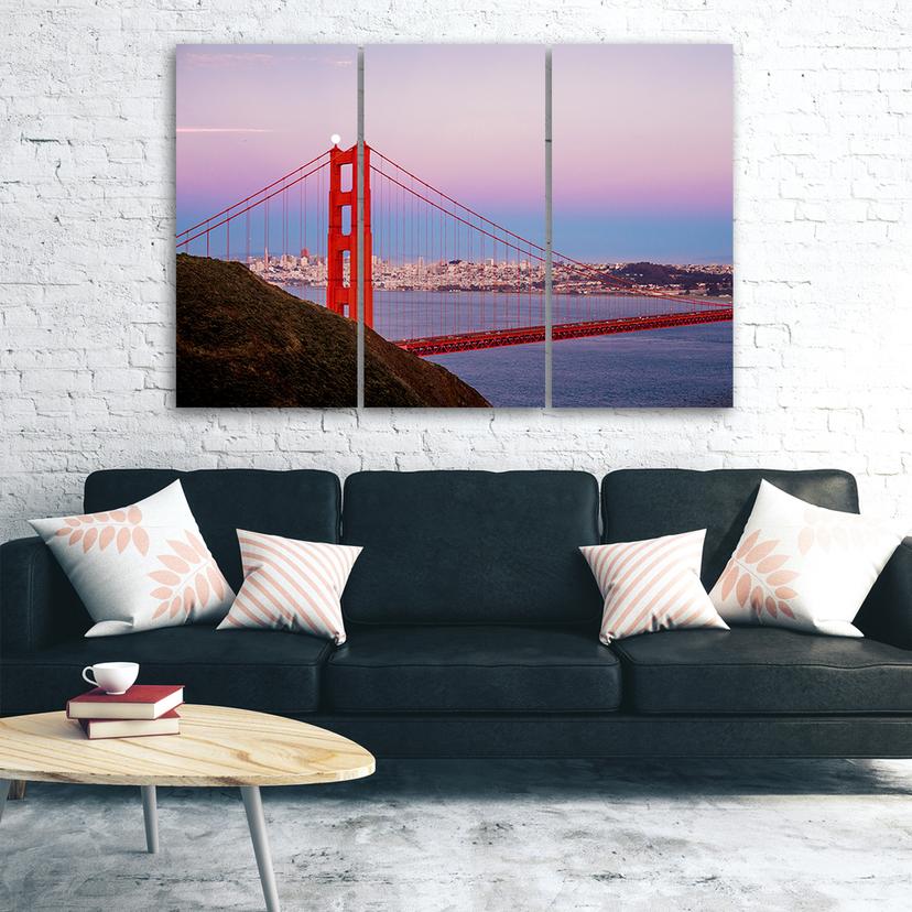 Stampa su tela 3 pezzi, Golden Gate Bridge