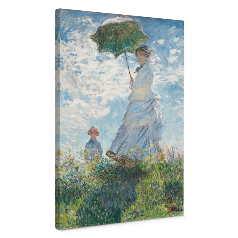 Canvasbillede Monet - Kvinde med parasol - Madame Monet og hendes søn