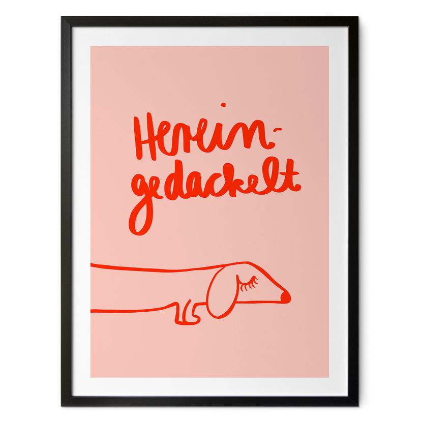 Plakat med sjovt hundemotiv med gravhund - Arnold