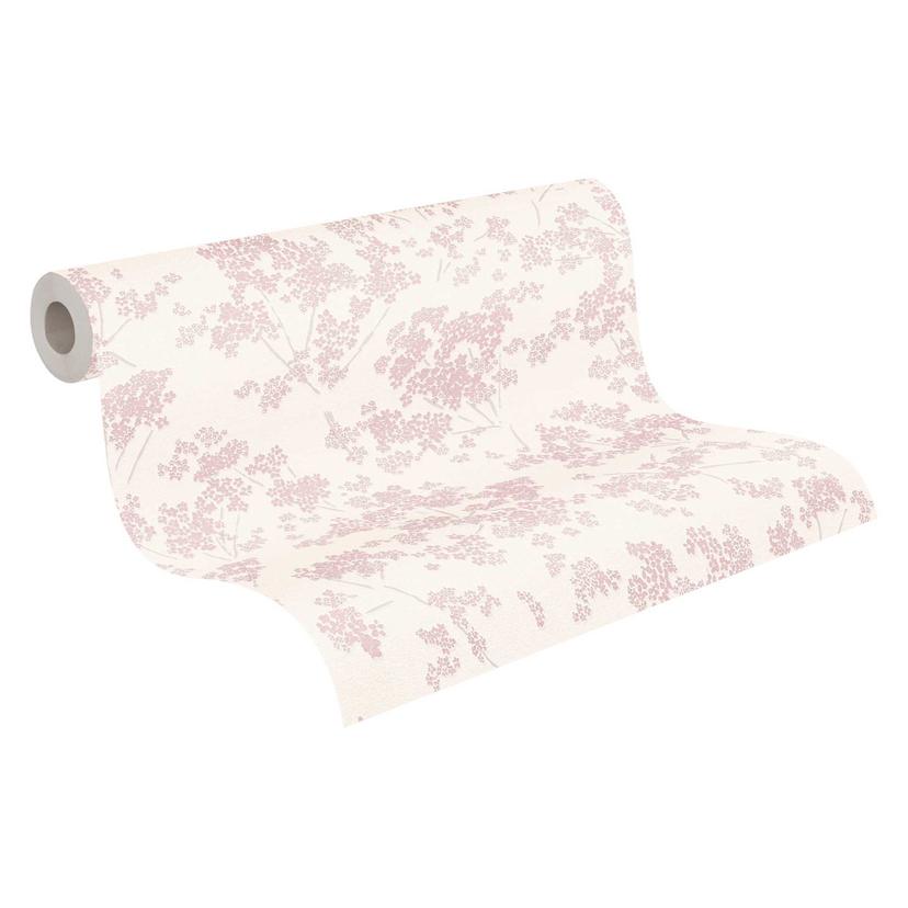 Carta da parati sottile a motivi floreali bianco rosa - Carta da parati a motivi floreali