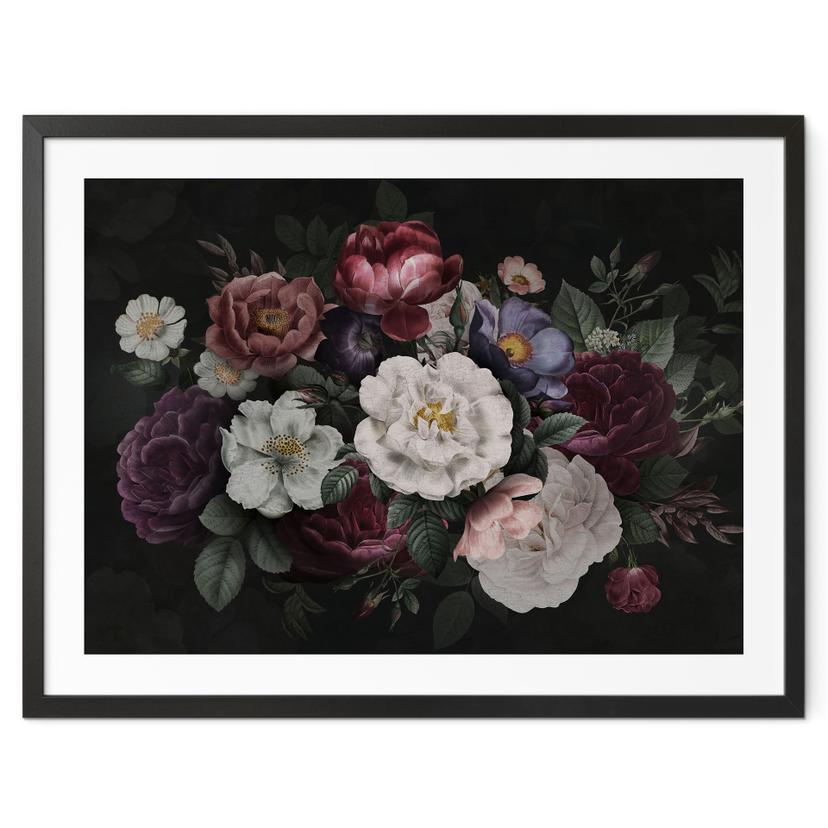 Stilleben med blomster på plakat i Redouté-stil - Bloomery Decor