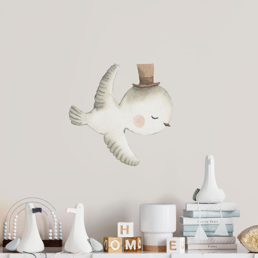 Wallsticker fugl med høj hat