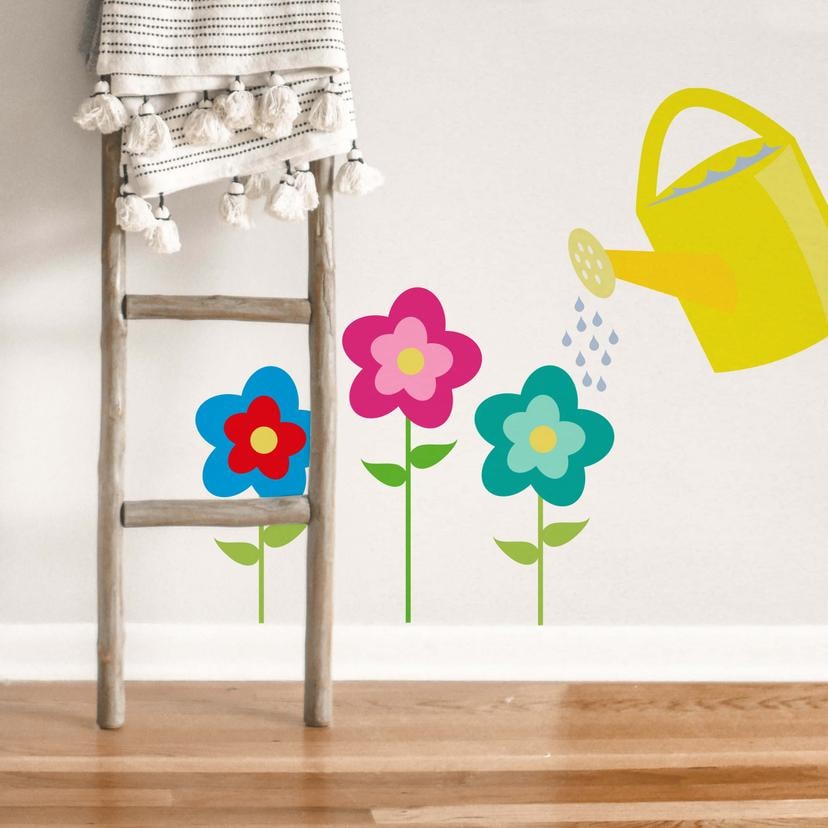 Adesivo murale – Innaffiatoio + Fiori