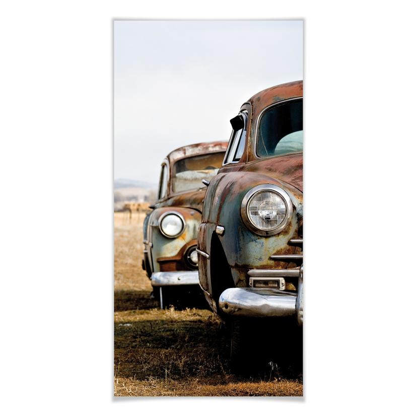 Poster - Vecchie auto arrugginite - panoramica