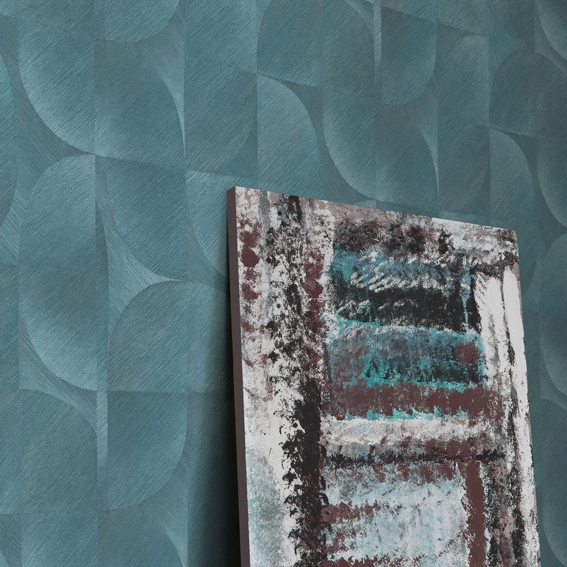 3D-tapet, retro-mønstret tapet, Erismann Martinique turkis non-woven tapet