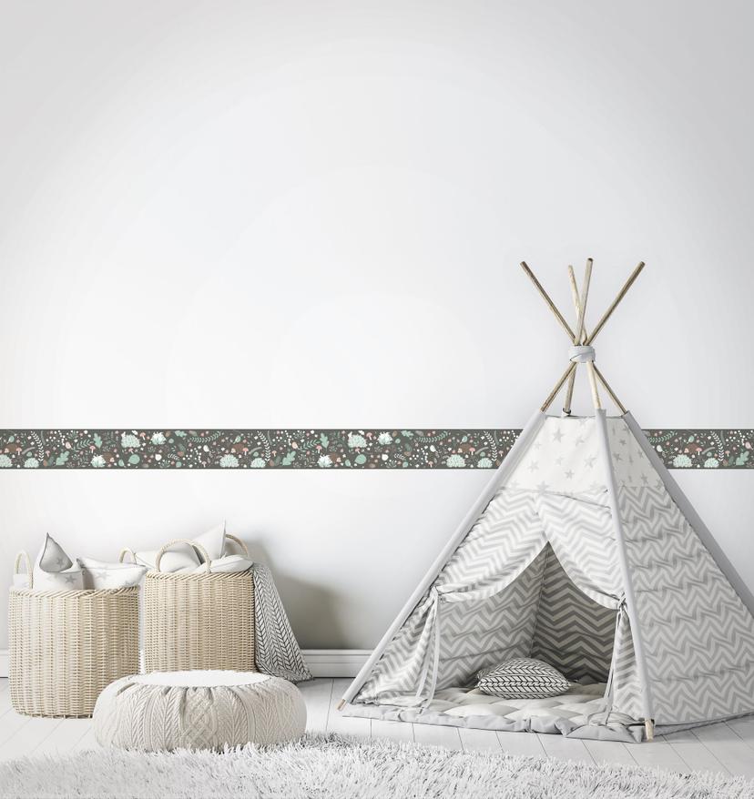 Carta da parati per bambini, carta da parati in tessuto non tessuto per bambini Walls verde, grigio