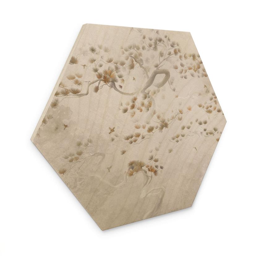 Houten Wanddecoratie in zeshoekige stijl Elegant grenen in Aziatische stijl - Ms Tiff
