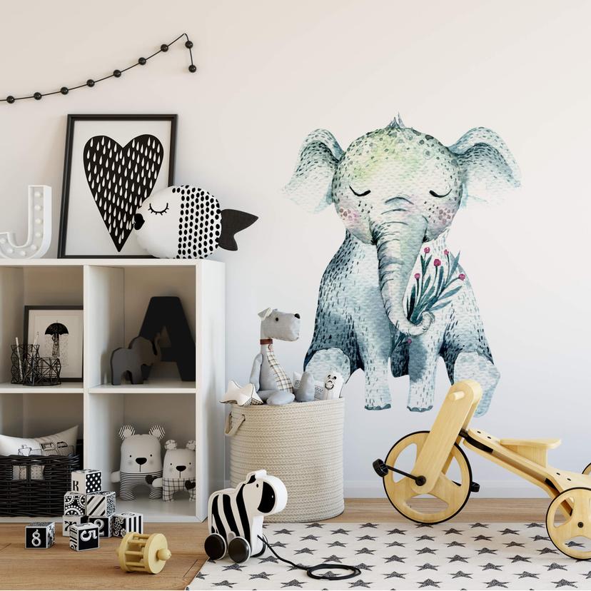 Sticker mural Kvilis - Bébé éléphant endormi