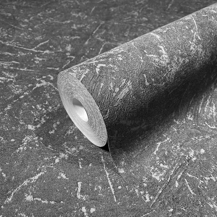 Non-woven tapet med gipsstruktur, antracit Struktur
