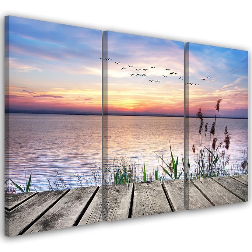 3 stykke lærredsprint, Jetty Beach Sunset