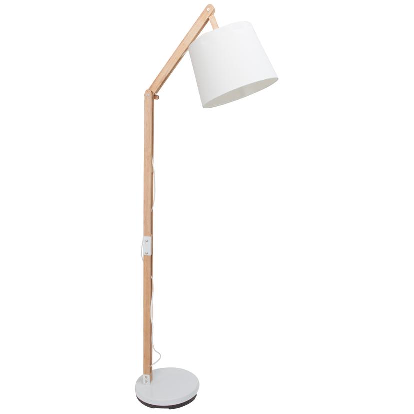 Stehleuchte Diego, beige, 163 x 80 cm, Holz Stehlampe, dimmbar