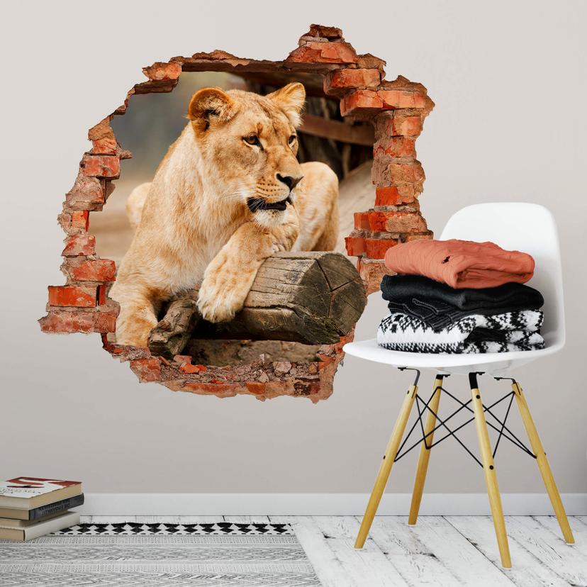 3D afrikansk løvinde Wallsticker