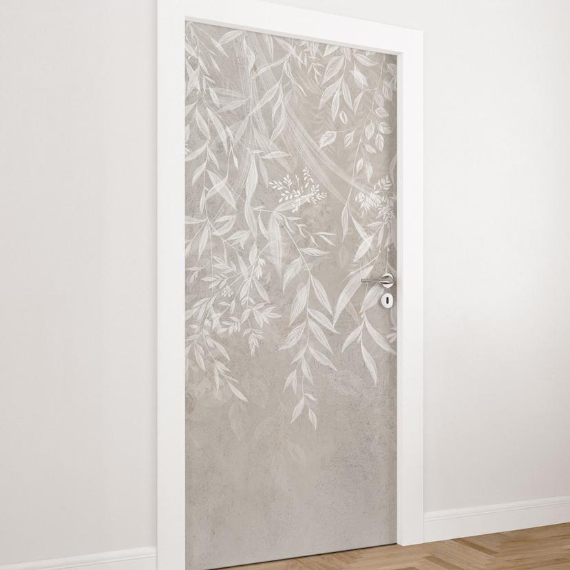 Deurfolie Elegante wilgentakken in beige - Ms Tiff - Zelfklevende deurdecoratie