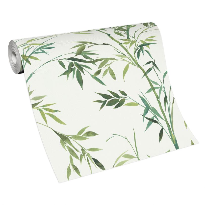 Papel pintado enredadera, papel pintado bambú, papel pintado no tejido Erismann Martinique verde