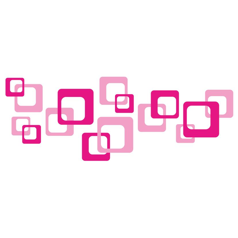 Adesivo murale - Cubi rétro fucsia